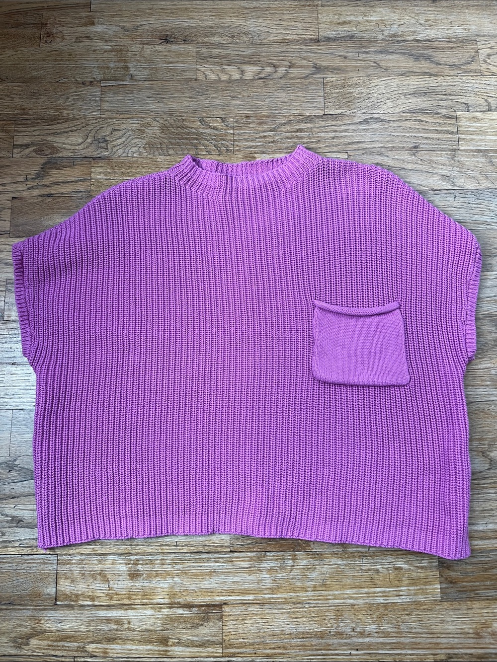 Zenana Cropped Pink Sweater Vest - Magenta